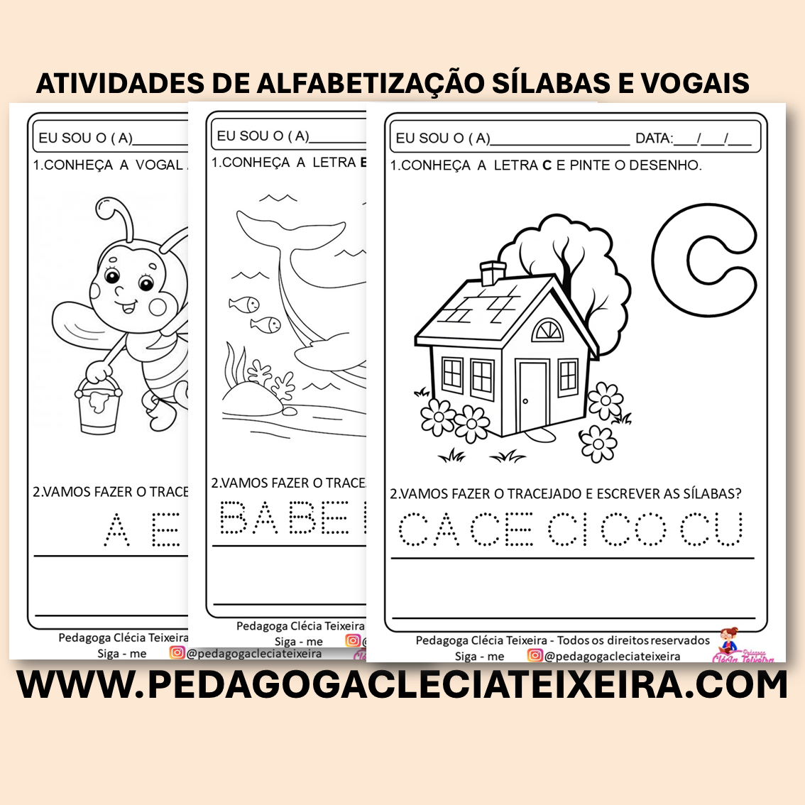 Atividades de alfabetização sílabas e vogais