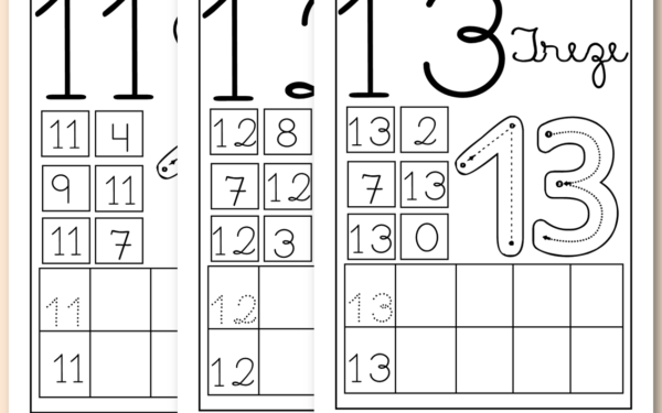 Números  de 11 até 20 para imprimir