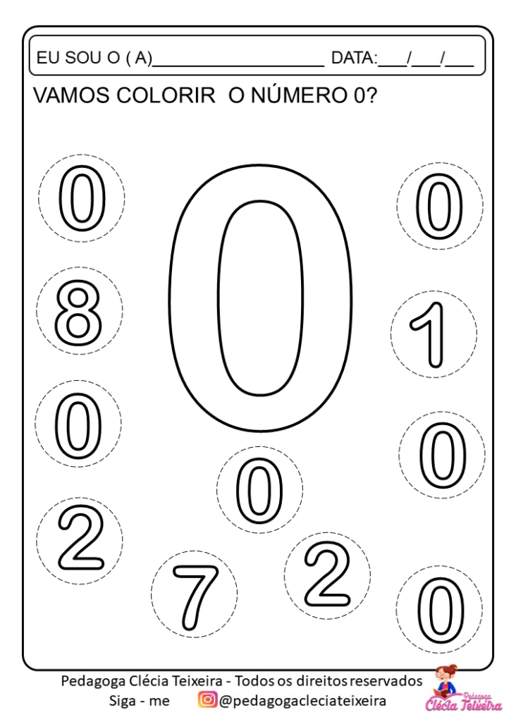 Números para colorir 0-10 educação infantil