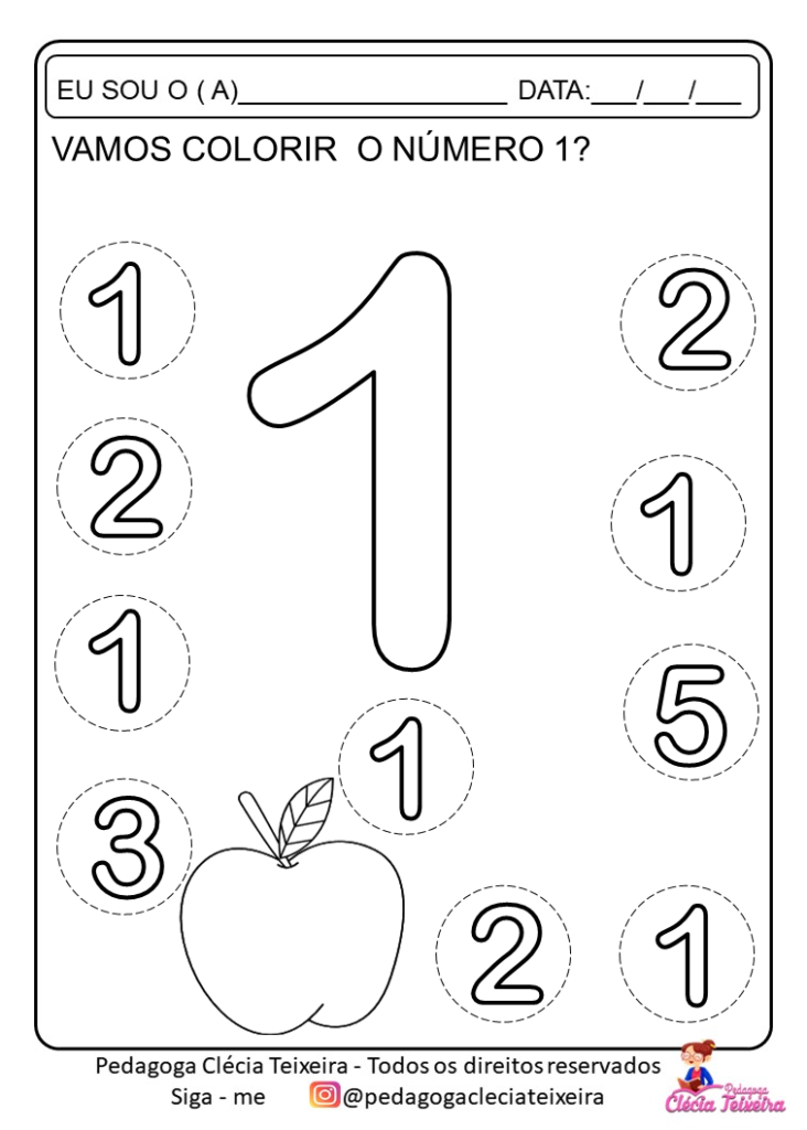 Números para colorir 0-10 educação infantil