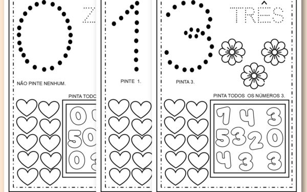 Numerais para colorir e imprimir em PDF