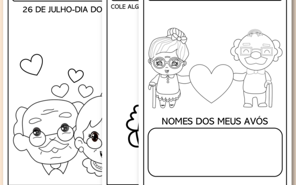 Dia dos avós para colorir -português e matemática