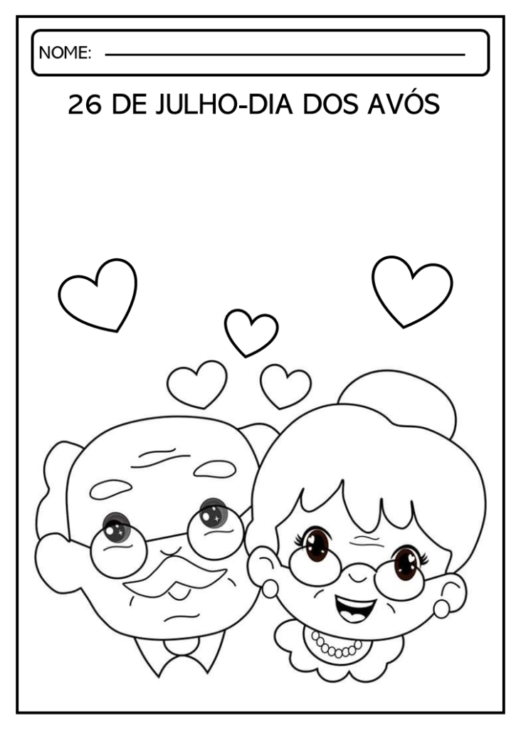 Dia dos avós para colorir -português e matemática