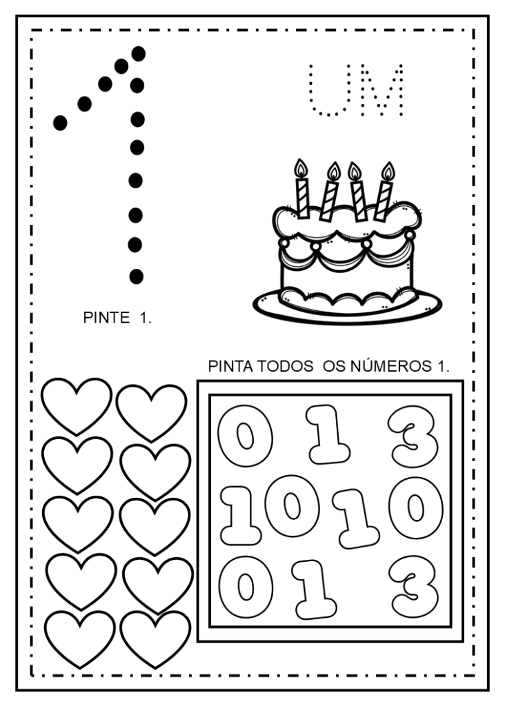 Numerais para colorir e imprimir em PDF