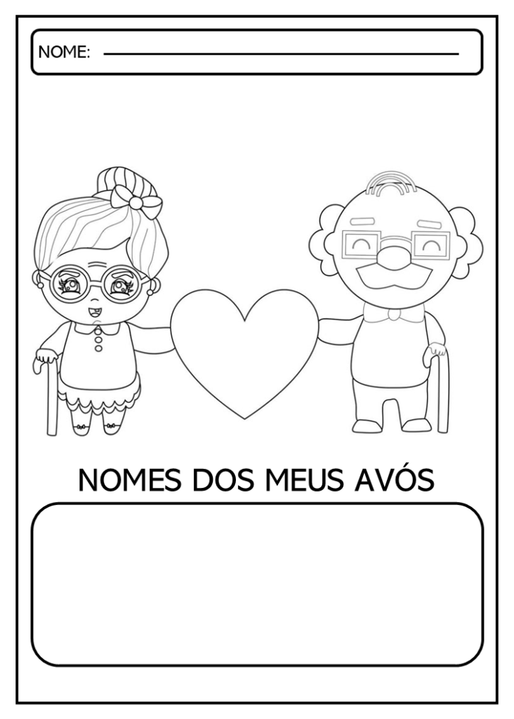 Dia dos avós para colorir -português e matemática