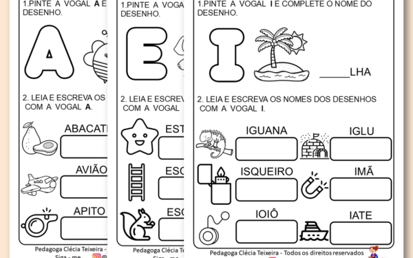 Atividades vogais 1 ano Em PDF para imprimir