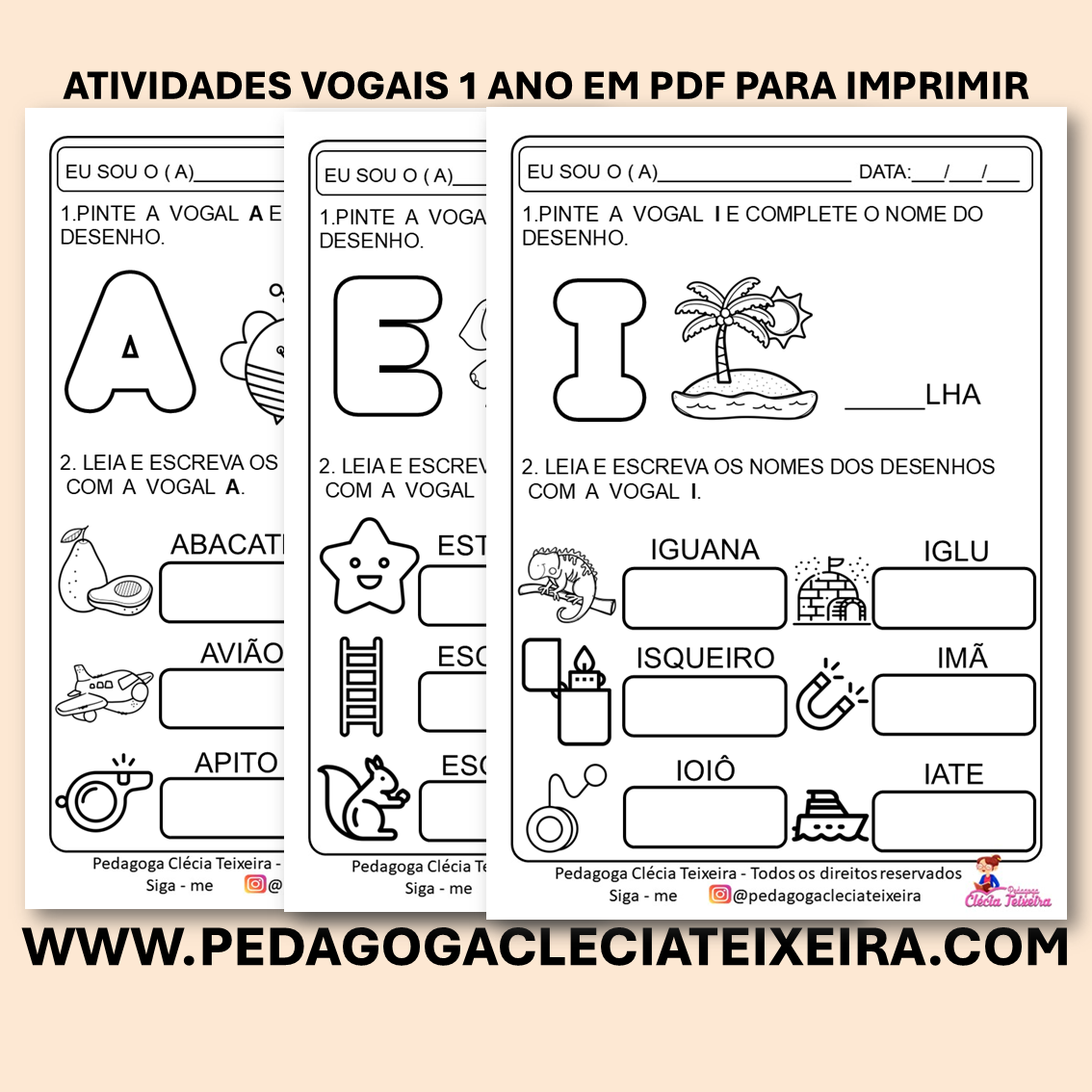 Atividades vogais 1 ano Em PDF para imprimir