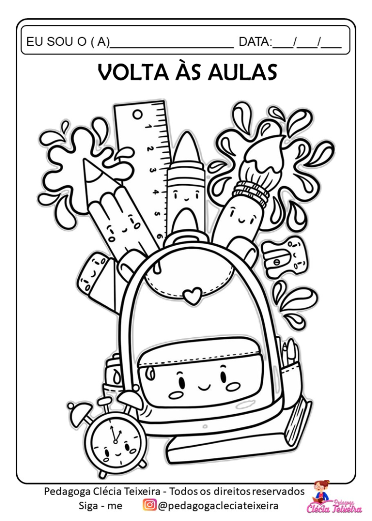Desenhos de volta às aulas para imprimir e colorir
