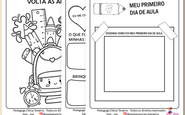 Desenhos de volta às aulas para imprimir e colorir