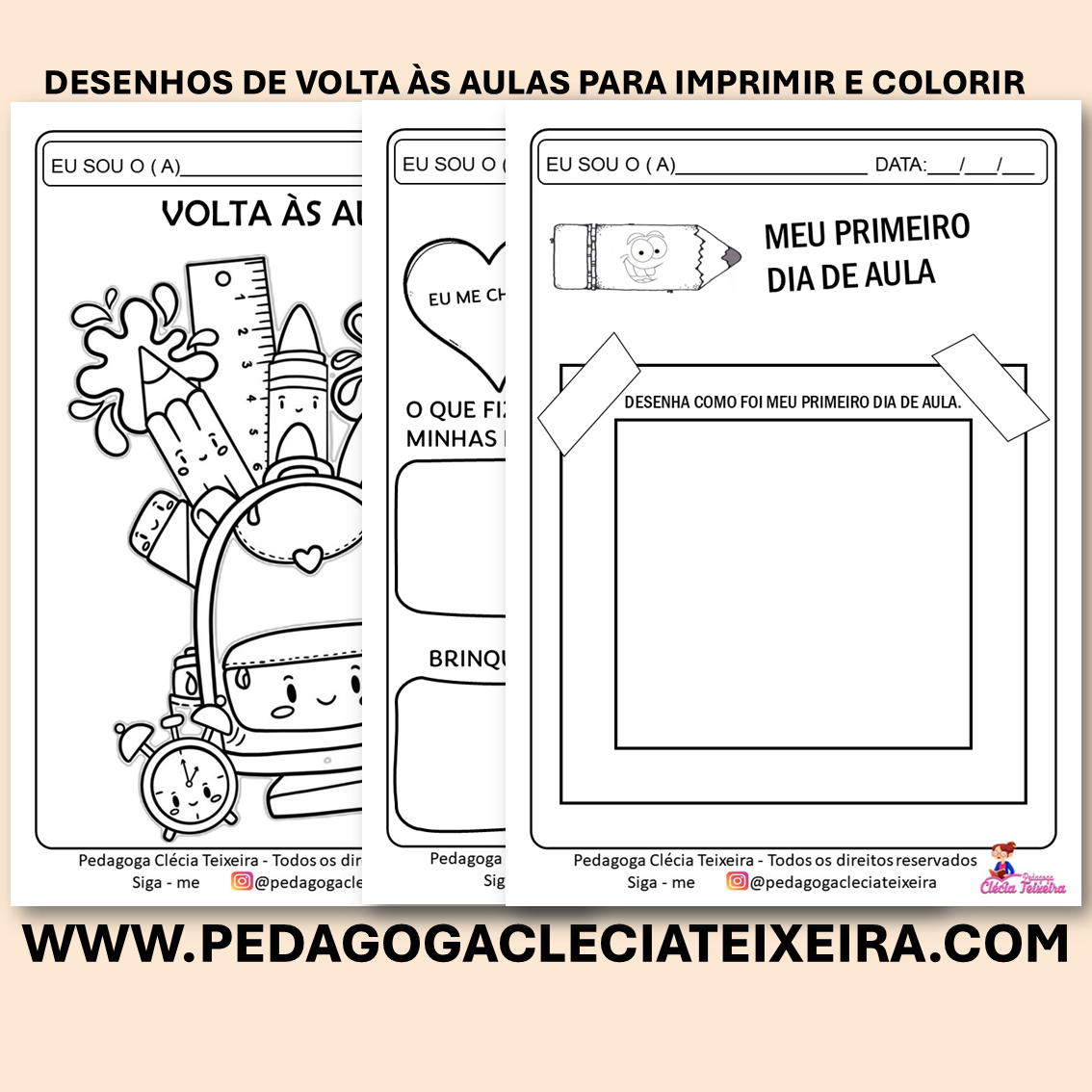 Desenhos de volta às aulas para imprimir e colorir