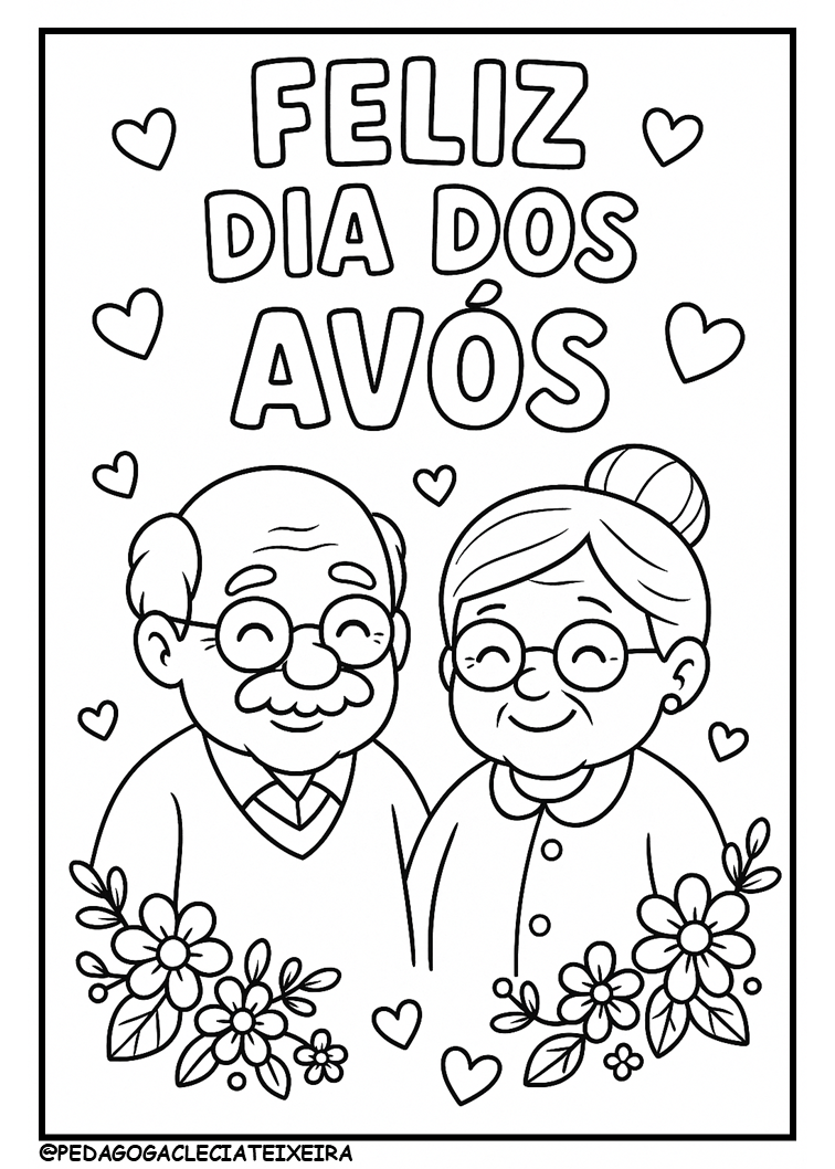 Desenhos para colorir-Dia dos avós - Clécia Teixeira
