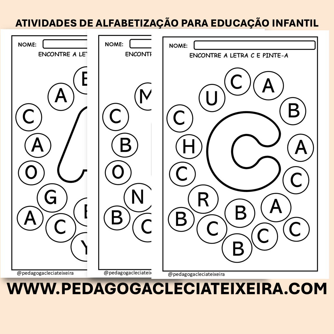 Atividade de alfabetização para educação infantil