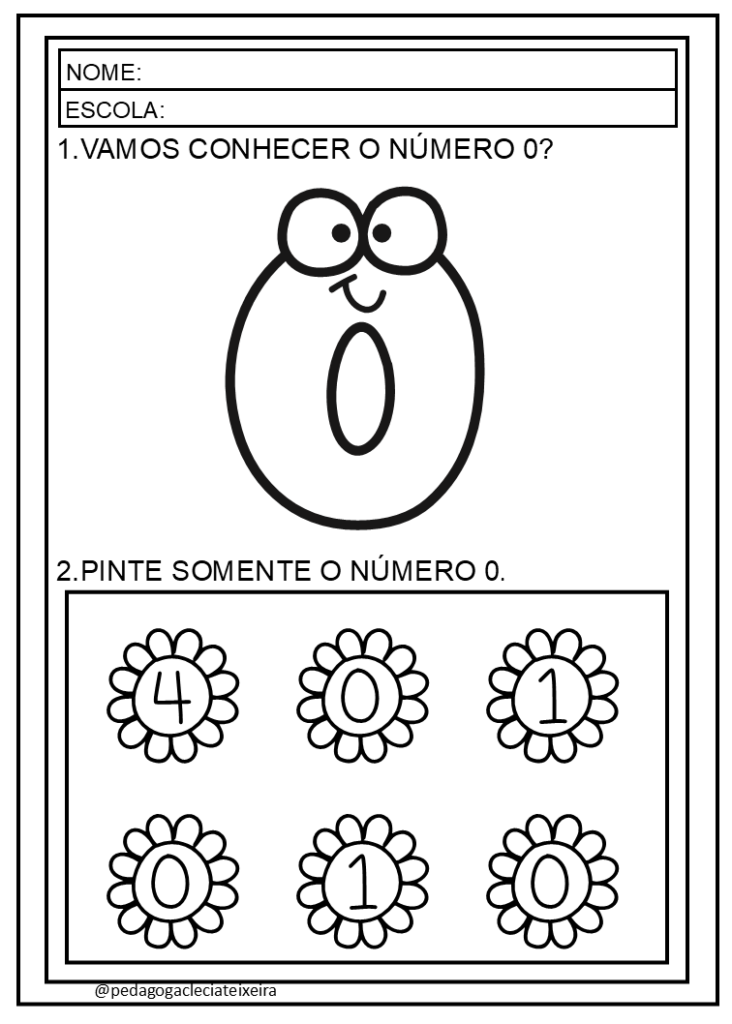 Atividades sobre numerais para educação infantil