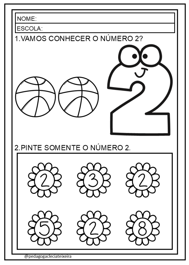 Atividades sobre numerais para educação infantil