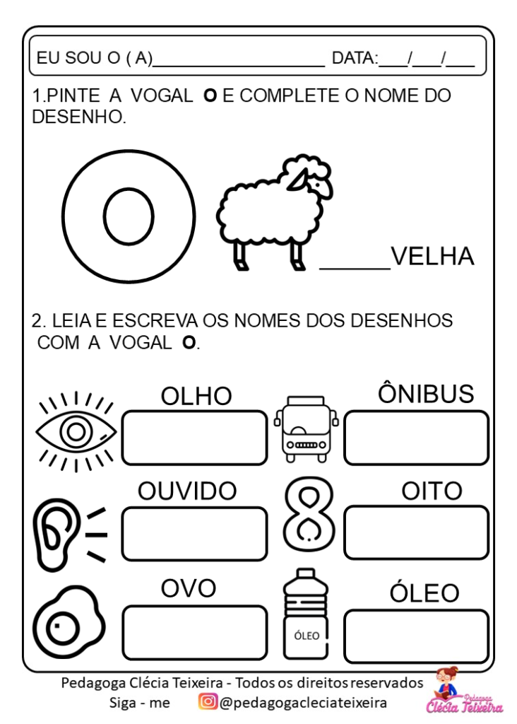 Atividades vogais 1 ano Em PDF para imprimir