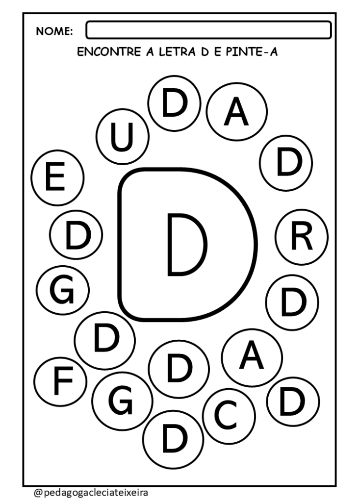 Atividade de alfabetização para educação infantil