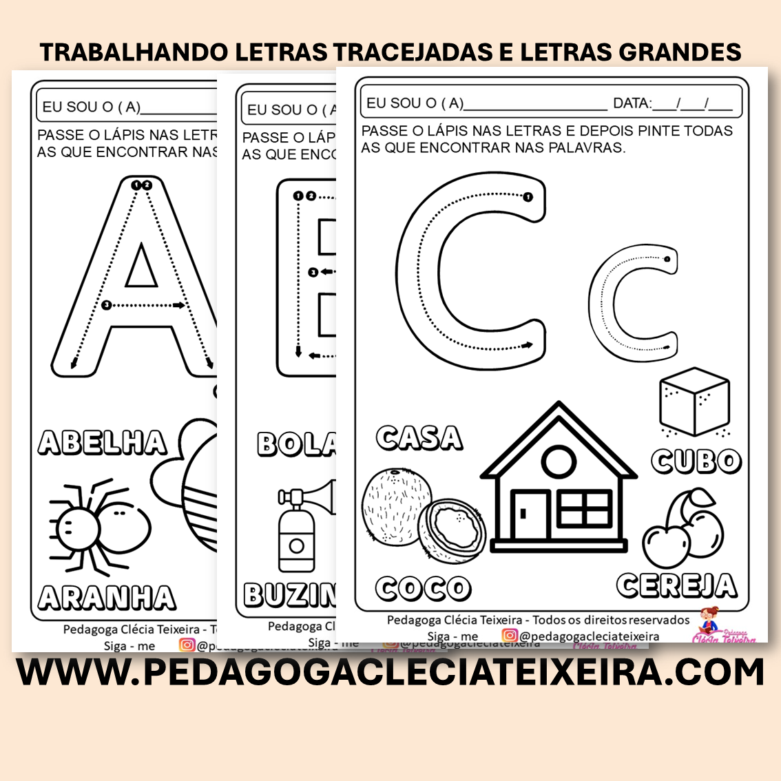Trabalhando letras tracejadas e letras grandes