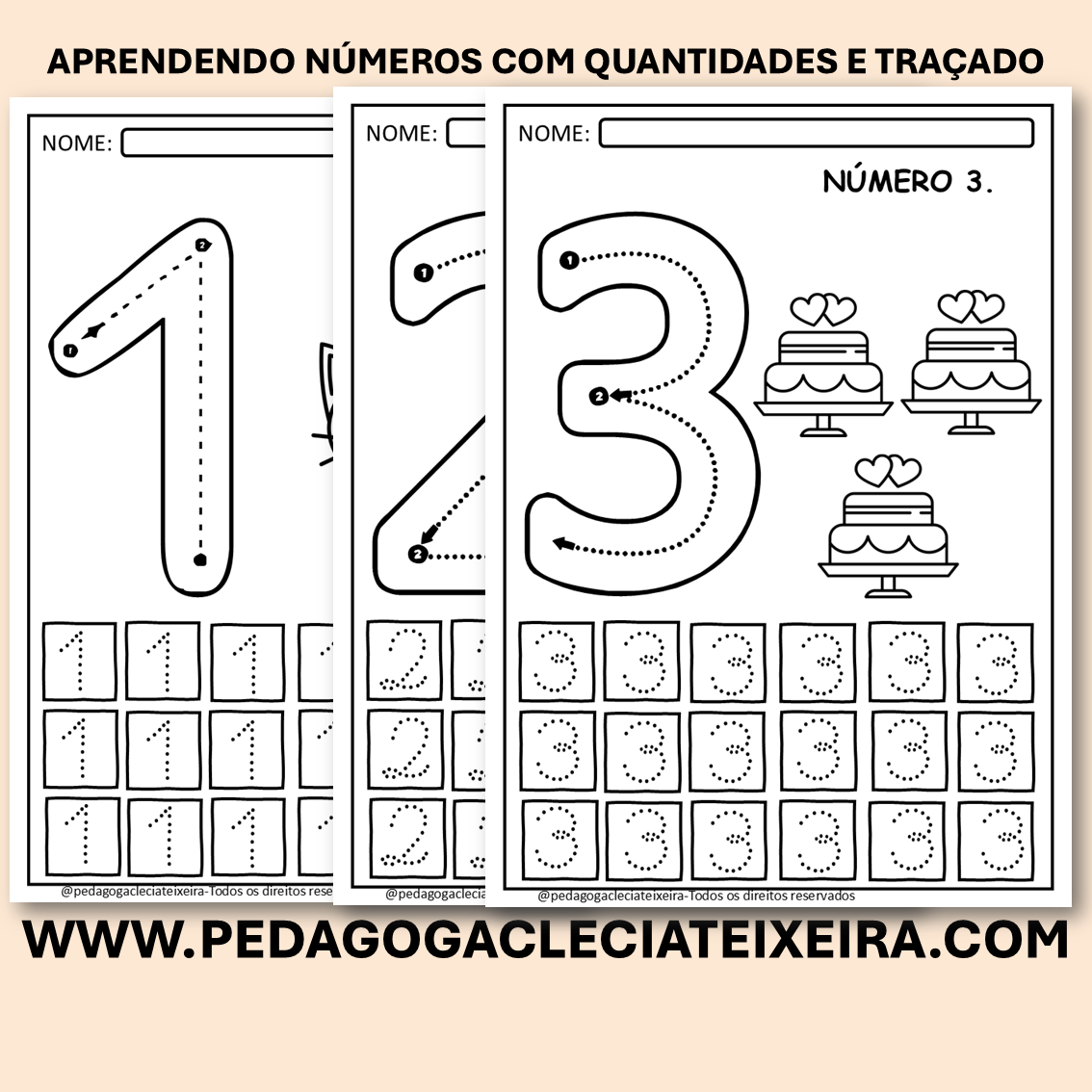 Aprendendo números e quantidades com traçado