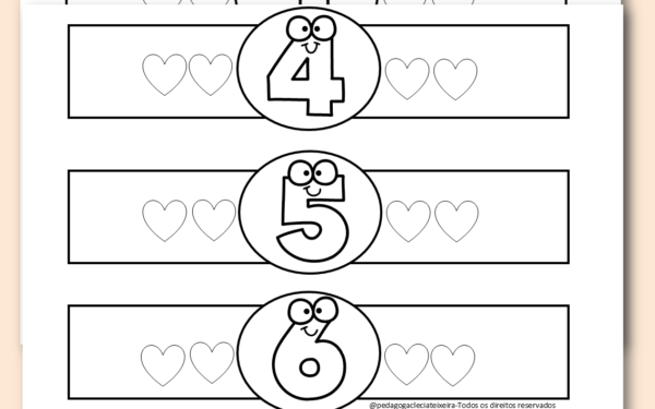 Bracelete dos números na educação infantil