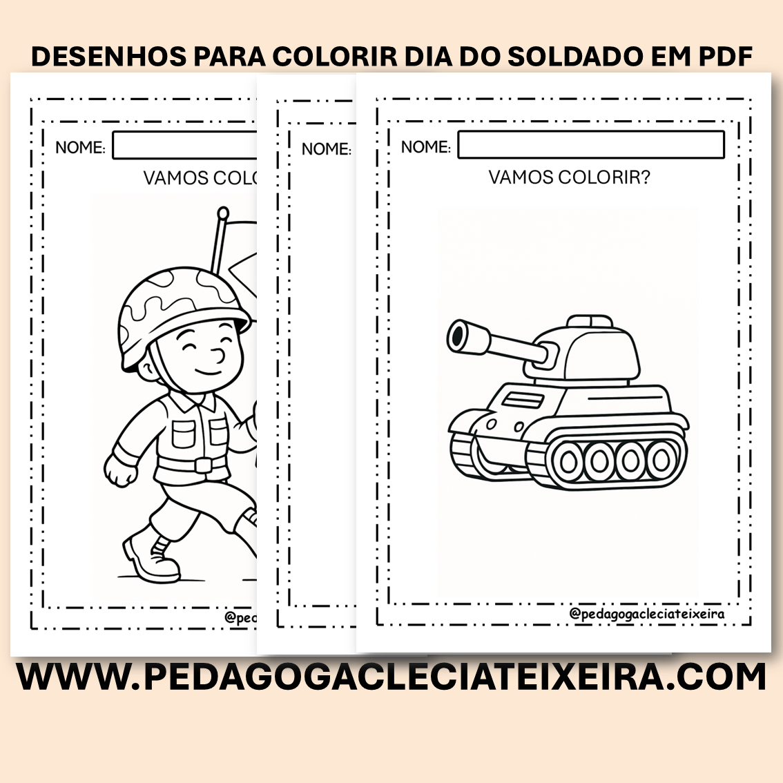 Desenhos para colorir dia do soldado Em PDF