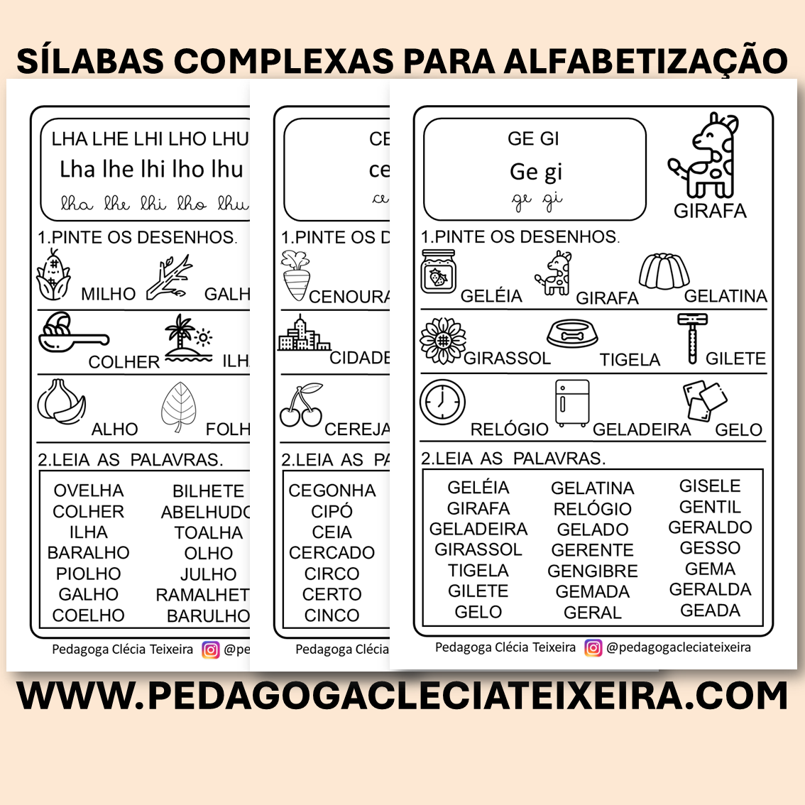 Sílabas complexas para alfabetização