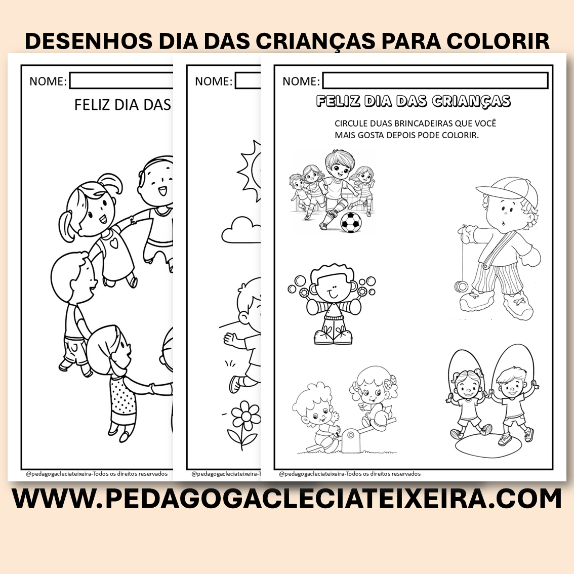 Desenhos dia das crianças para colorir