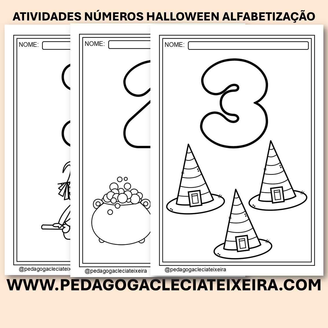 Atividades números halloween alfabetização