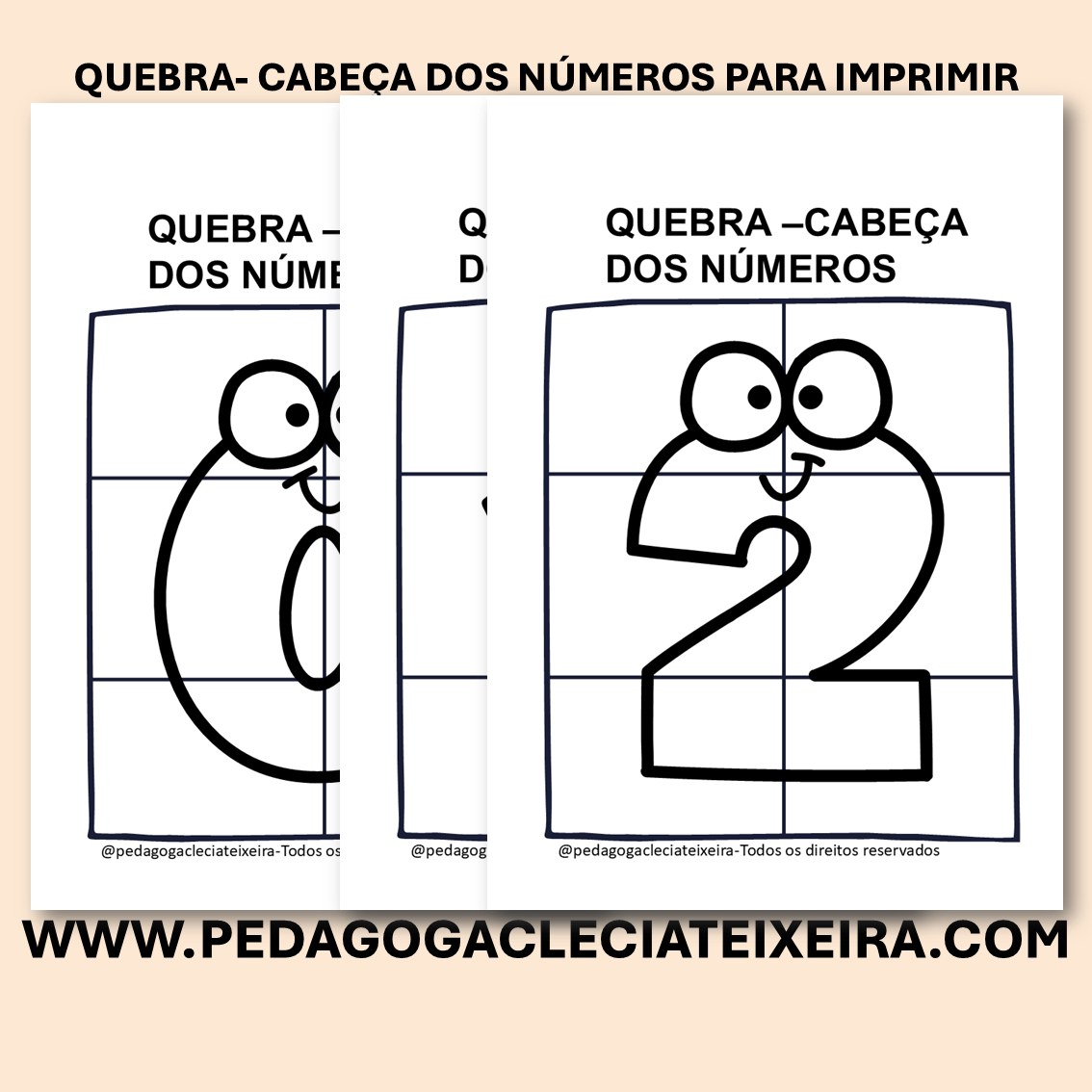 Quebra-cabeça dos números para imprimir