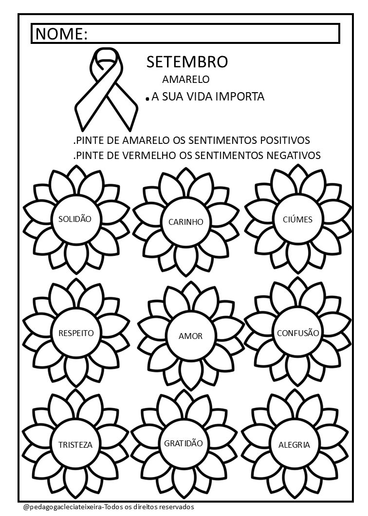 Desenhos do Setembro Amarelo para Colorir - Clécia Teixeira