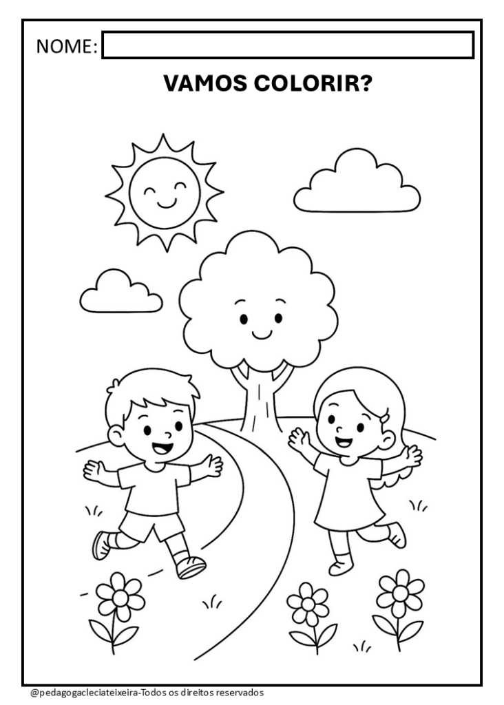 Desenhos dia das crianças para colorir