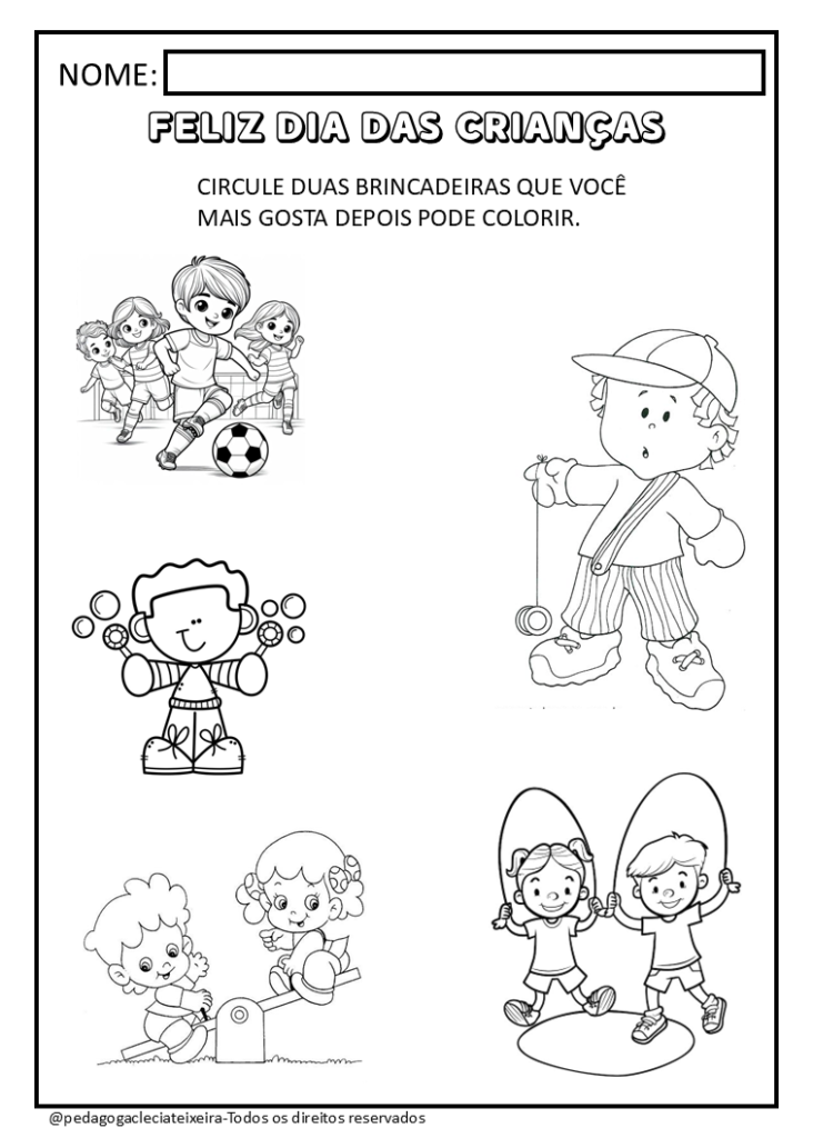 Desenhos dia das crianças para colorir