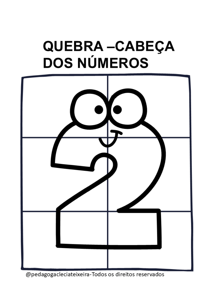 Quebra-cabeça dos números para imprimir