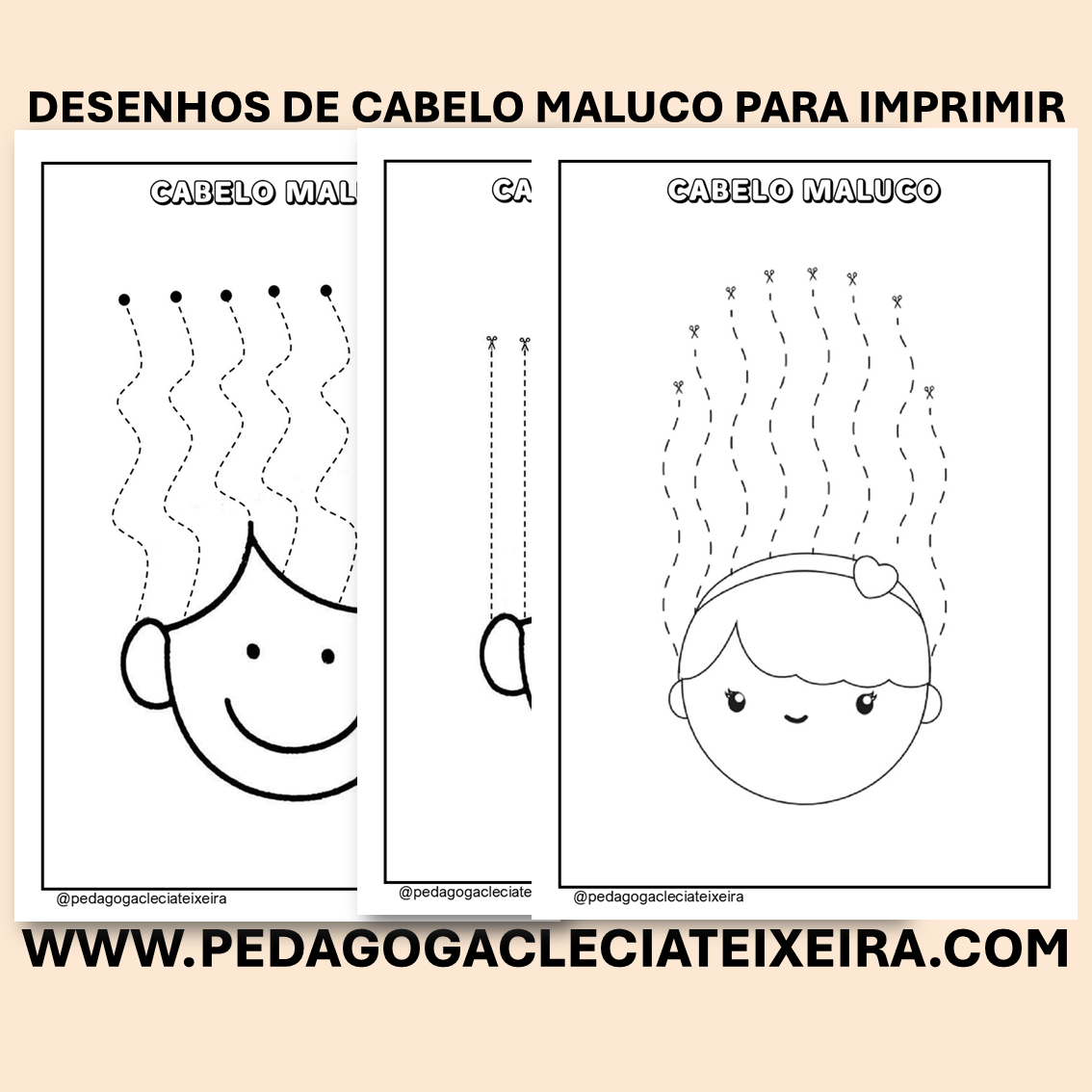 Desenhos de cabelo maluco para colorir