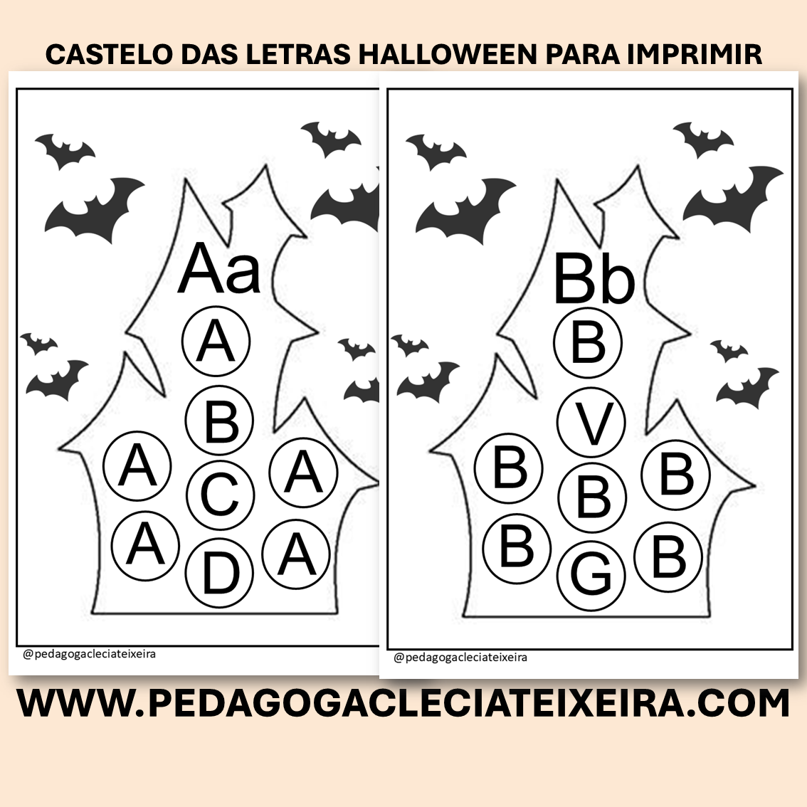 Castelo das letras halloween para imprimir