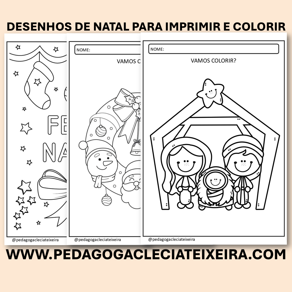 Desenhos de natal para imprimir e colorir
