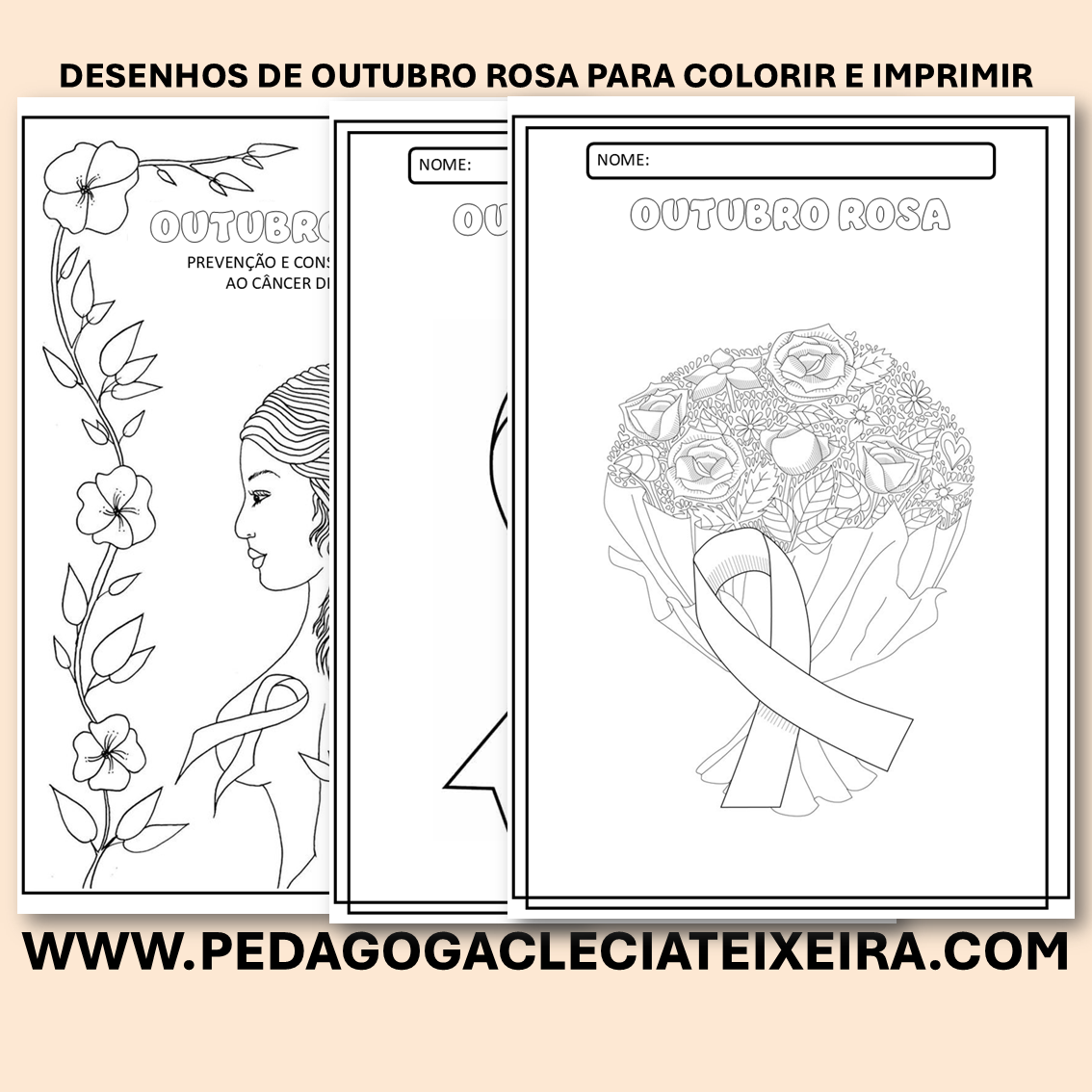 Desenhos Outubro Rosa para colorir e imprimir