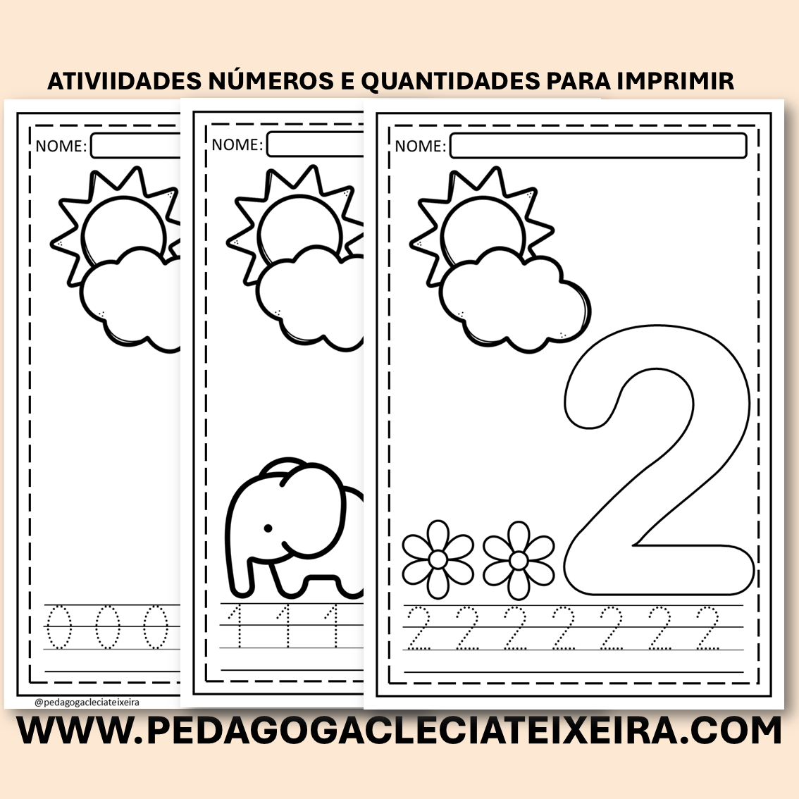 Atividades números e quantidades para imprimir