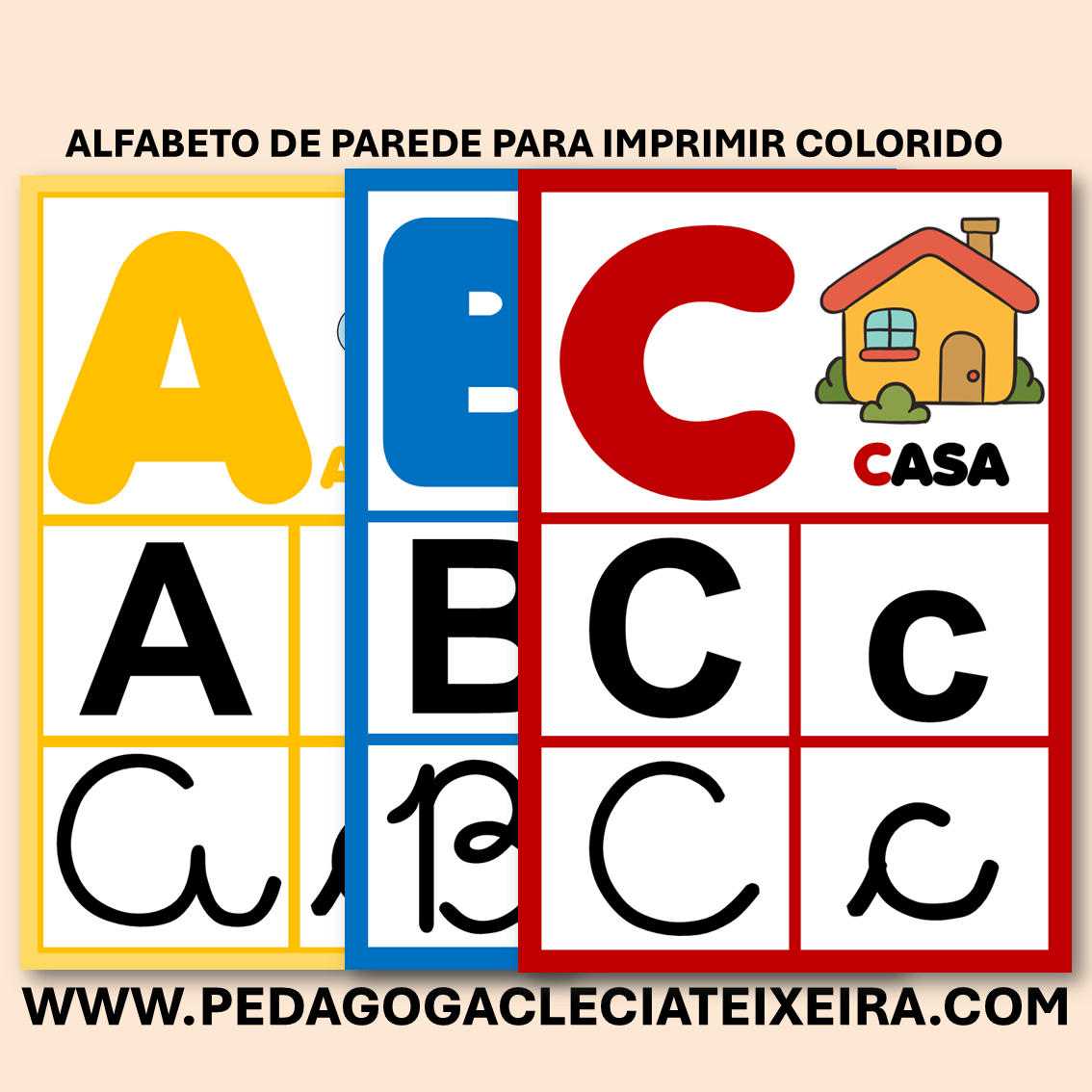 Alfabeto de parede  para imprimir colorido