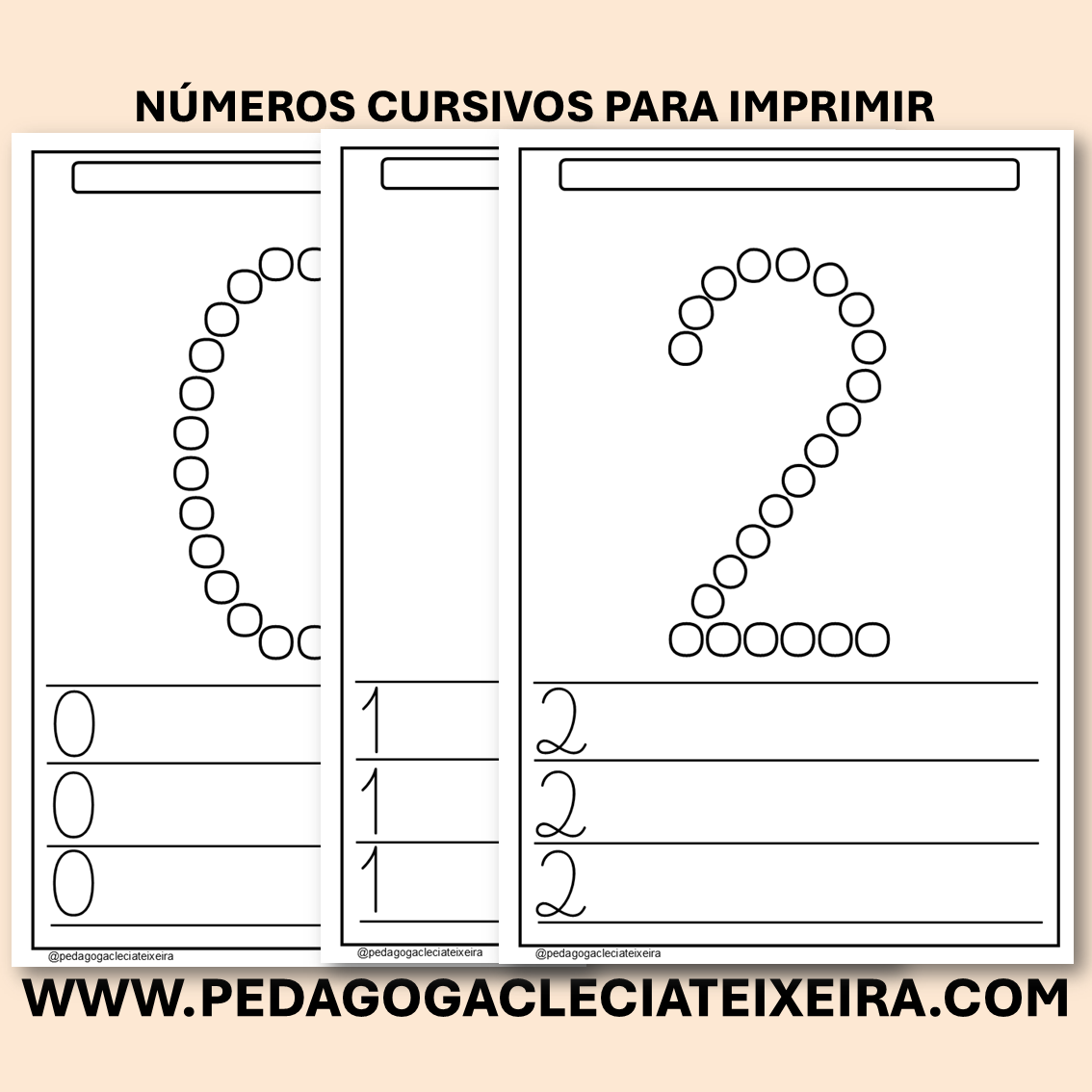 Números cursivos para imprimir