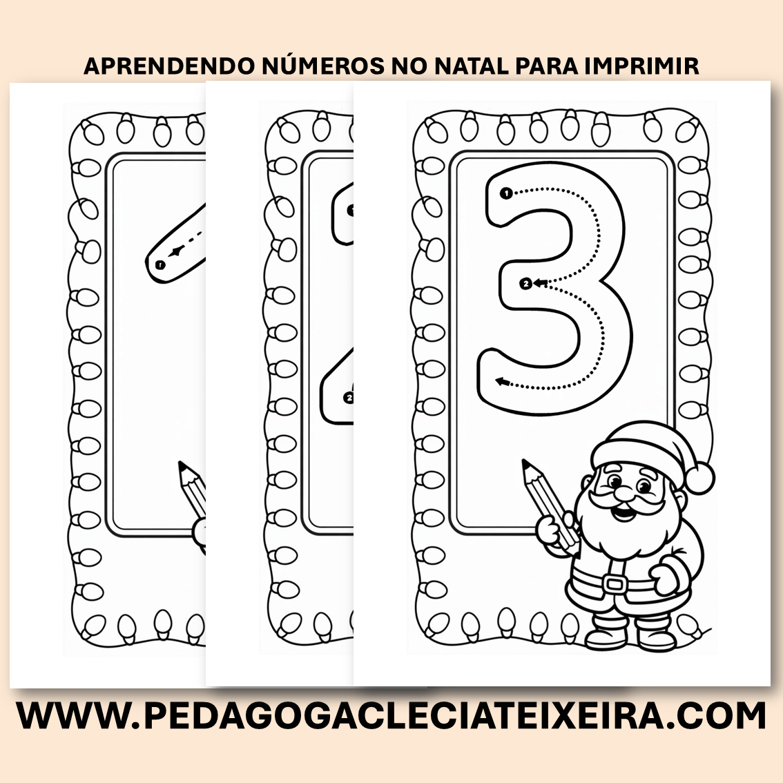 Aprendendo números no natal para imprimir