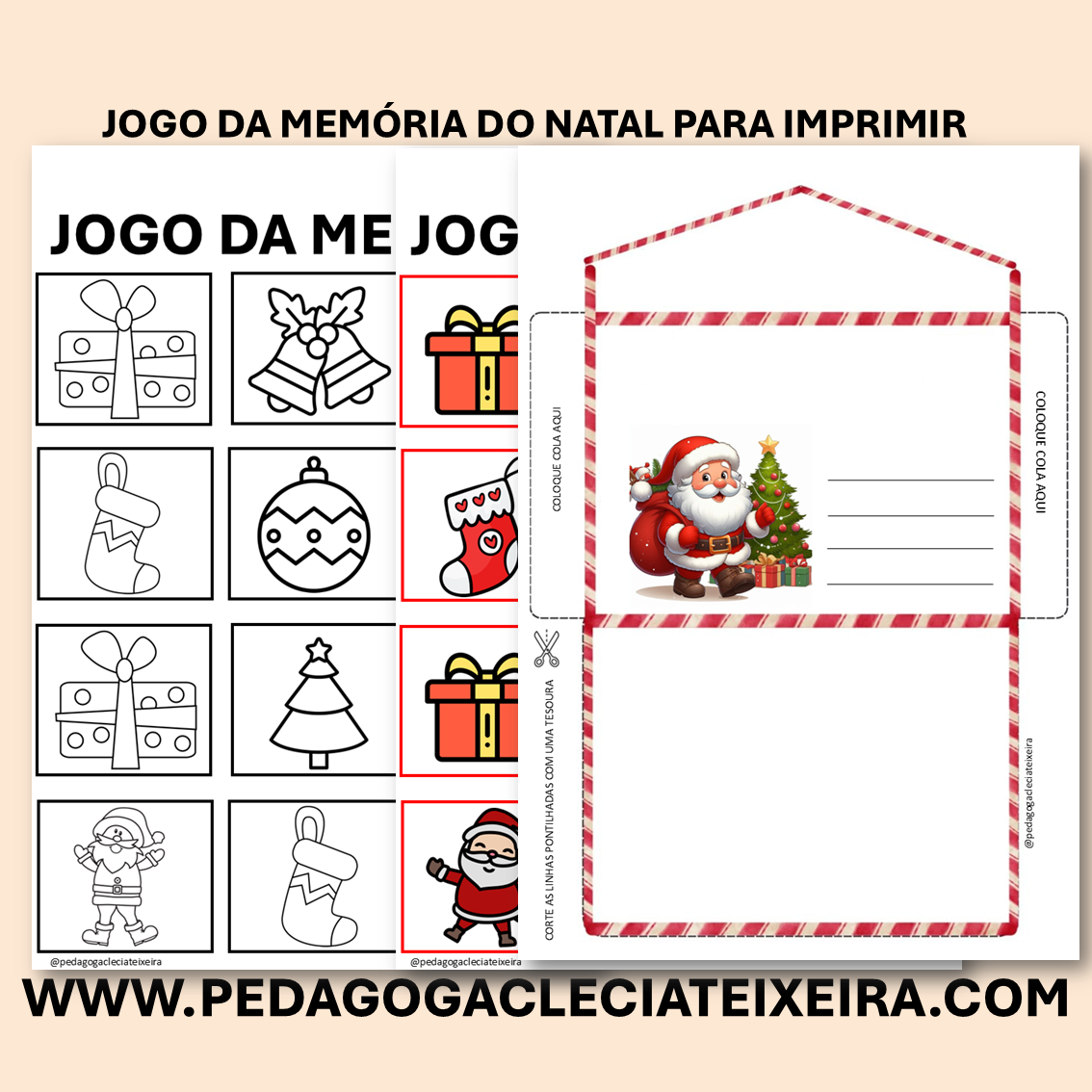 Jogo da memória do natal para imprimir