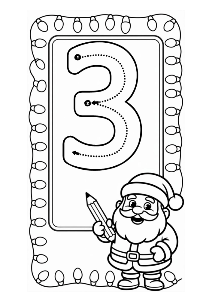 Aprendendo números no natal para imprimir