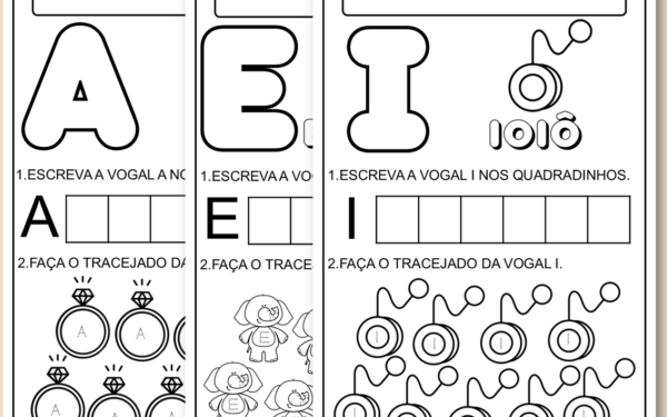 Vogais para imprimir colorir e tracejar pdf