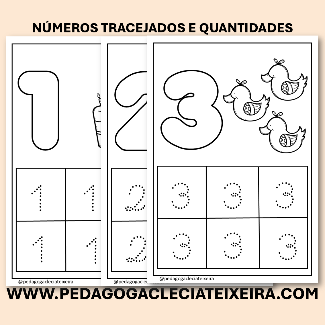 Números tracejados e quantidades