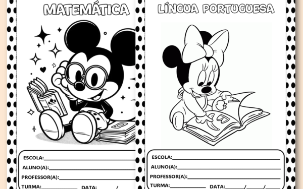 Capas para caderno tema mickey e minnie