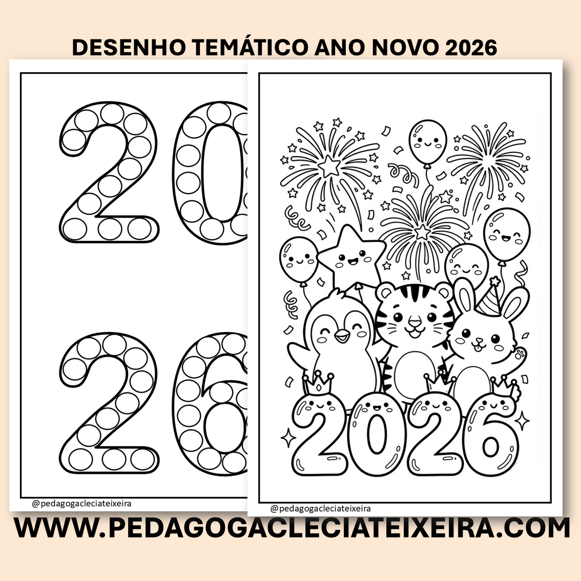 Desenho temático Ano Novo 2026