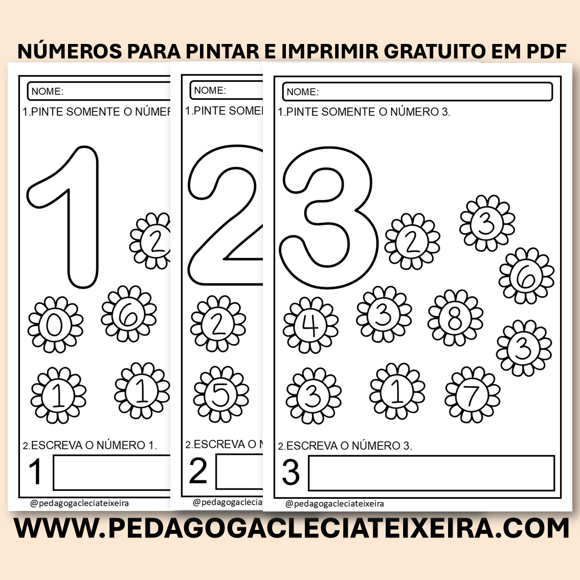 Números para pintar e imprimir gratuito em pdf