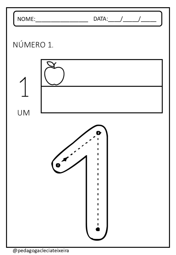 Atividades numerais tracejados para imprimir