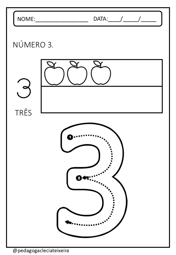 Atividades numerais tracejados para imprimir