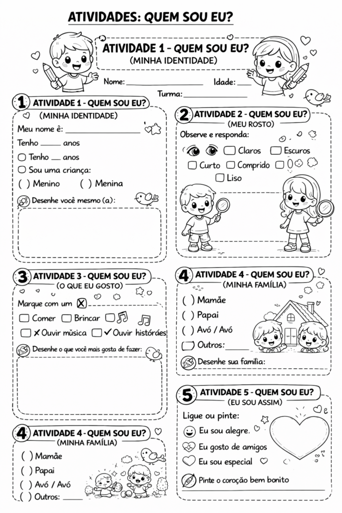Atividades quem sou eu na educação infantil
